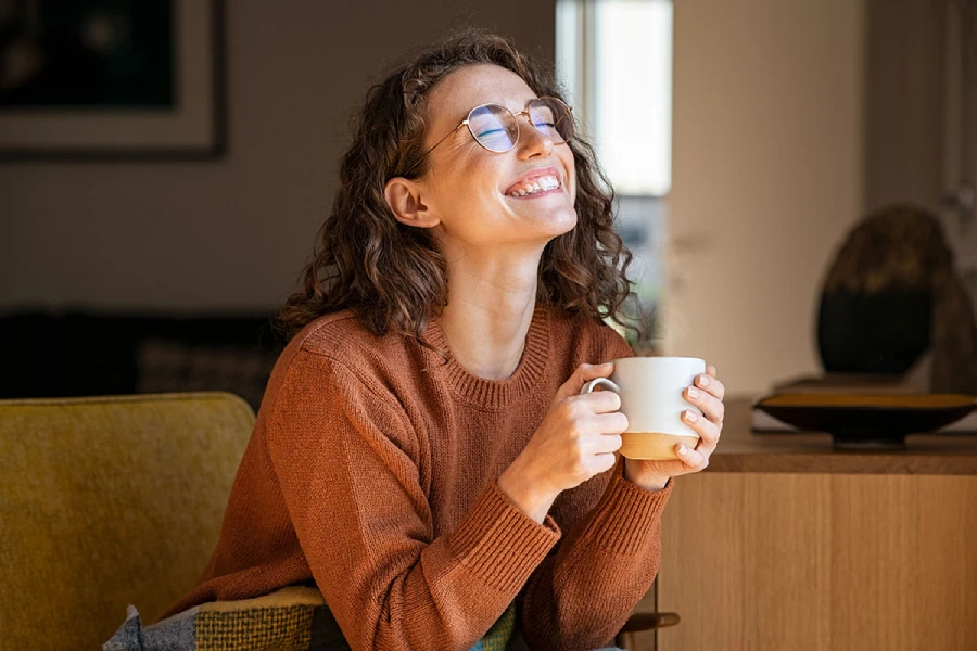 Woman enjoying a cup of coffee